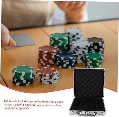 Large Capacity Poker Chip Case with Handle Portable Poker Chips and Cards Storage Box Lightweight Design with Buckle Lock for Easy Carrying and Protection in Kuwait