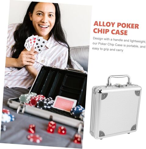 Large Capacity Poker Chip Case with Handle Portable Poker Chips and Cards Storage Box Lightweight Design with Buckle Lock for Easy Carrying and Protection in Kuwait