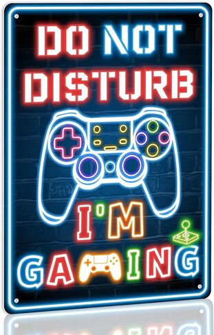 Keep Out Gamer at Work Sign - Cool Waterproof and Rust-proof Plastic Neon Gaming Posters Signs For Bedroom Door Wall Decor - Gift For Teen Boys, Boyfriend 12" * 8" in Saudi Arabia