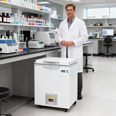 HNZXIB Ultra Low-temperature Freezer 28L, -123℉ Deep Freezer, Lab Refrigerator with Full Copper Tube System, 24/7 Continuous Cooling, ULT Freezer for Food & Sample Freezing, Cryogenic Storage in Saudi Arabia