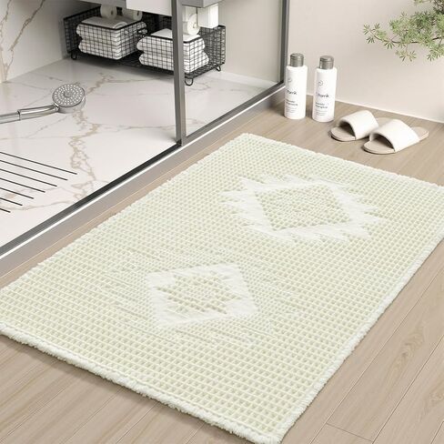 حصيرة حمام وافل كوكور ، حصيرة حمام امتصاص فائقة لأرضية الحمام ، آلة قابلة للغسل سجادة حمام غير قابلة للغسل مع شرابات ، حصيرة حمام ناعمة لغرفة الغسيل ، غرفة نوم ، بني 17 "× 24" in Kuwait