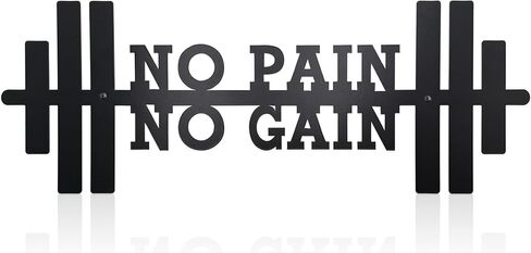 No Pain No Gain gym Motivational Wall Art 16.1 x 5.9 inches, Workout Room Wall Decor, Empowering Metal Decor Sign for Home gym, Black gym Posters in Kuwait