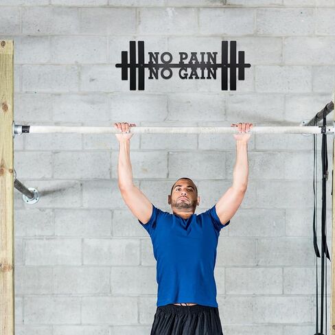 No Pain No Gain gym Motivational Wall Art 16.1 x 5.9 inches, Workout Room Wall Decor, Empowering Metal Decor Sign for Home gym, Black gym Posters in Kuwait