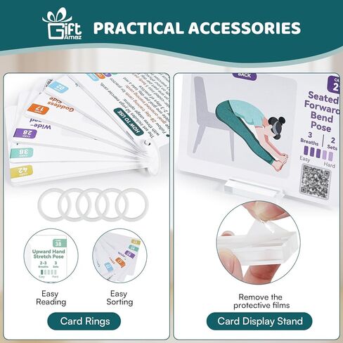 بطاقات يوغا كبيرة لكبار السن الذين تزيد أعمارهم عن 60 عامًا، دليل صوتي مدته 180 دقيقة، مخطط تمرين كبير الحجم لـ 60 كرسيًا للقوة وفقدان الوزن والاسترخاء، مجموعة يوجا للمبتدئين وكبار السن والأم والأب والجدة in Kuwait