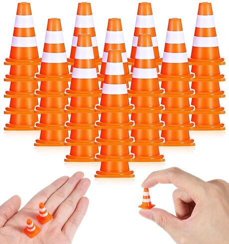 50PCS Mini Traffic Cones, 1 Inch Plastic Mini Orange Cones, Mini Orange Cone for Sand Table Micro Landscape Engineering Training Party Barrier Warning in Saudi Arabia