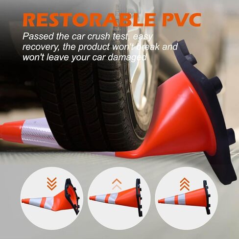 4 عبوات، مخاريط مرور PVC زرقاء مقاس 28 بوصة مع خطوط عاكسة للضوء من أجل سلامة الطرق ومواقف السيارات والبناء in Kuwait