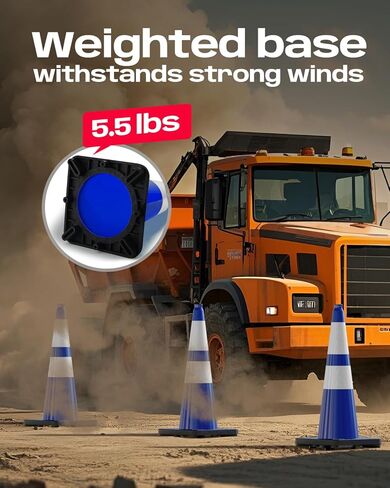BATTIFE Traffic Cones with Black Weighted Base, PVC Safety Cones for Traffic Control, Construction Events, Driveways, and Parking Lots (28 Inch, Blue, 6 Pack) in Saudi Arabia