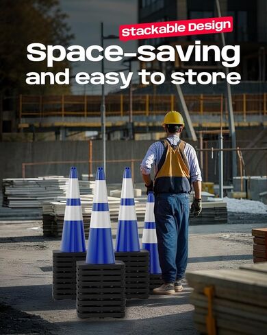 BATTIFE Traffic Cones with Black Weighted Base, PVC Safety Cones for Traffic Control, Construction Events, Driveways, and Parking Lots (28 Inch, Blue, 6 Pack) in Saudi Arabia