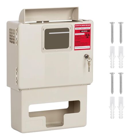 Wall Mount for 5 Qt Sharps Container - Needle Disposal Containers for Home Use and Professional, Durable ABS Plastic, Equipped with Locking Lid and Glove Box for Safety, Sharps Box Not Included in Kuwait