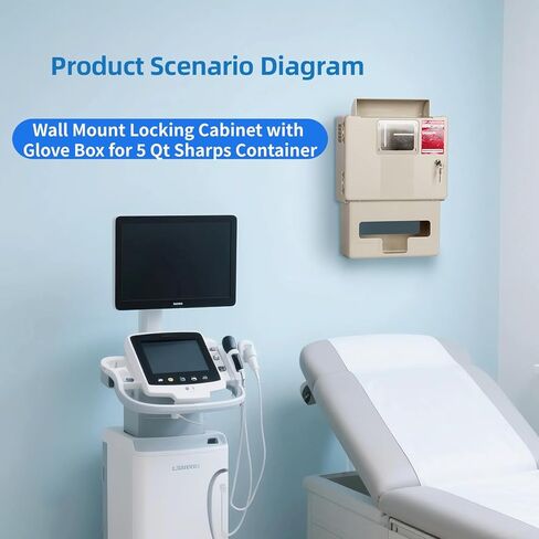 Wall Mount for 5 Qt Sharps Container - Needle Disposal Containers for Home Use and Professional, Durable ABS Plastic, Equipped with Locking Lid and Glove Box for Safety, Sharps Box Not Included in Kuwait