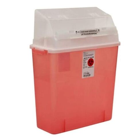 Covidien 31314886 Sharps-A-Gator Safety in Room Sharps Container with Counterbalance Lid, 3 gal Capacity, Transparent Red (Pack of 12) in Saudi Arabia