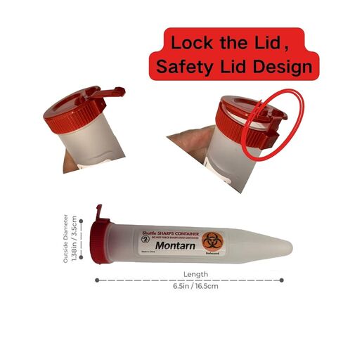 حاوية الأدوات الحادة للسفر، 6 عبوات حمراء صغيرة للتخلص من الإبر مع غطاء قفل، محمولة للاستخدام مرة واحدة للتخلص من الأدوات الحادة للمحاقن وإبر أقلام الوخز، للمنزل والسفر in Kuwait