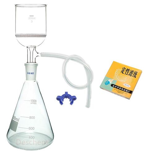 1000ml,Suction Filtration Device,200ml Buchner Funnel,1L Erlenmeyer Flask,70mm Filter Paper in Saudi Arabia