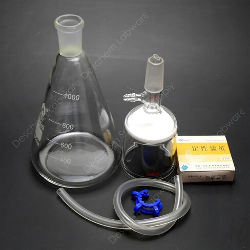 1000ml,Suction Filtration Device,200ml Buchner Funnel,1L Erlenmeyer Flask,70mm Filter Paper in Saudi Arabia