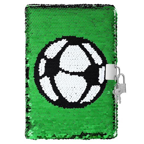 Gatuida Reversible Sequin Notebook With Lock, Soccer Pattern Secret Diary Journal for Boys Girls Writing Organizer, Personal Planner for School And Travel, Green, 8. 4 X 5. 7 Inches in Saudi Arabia