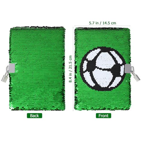 Gatuida Reversible Sequin Notebook With Lock, Soccer Pattern Secret Diary Journal for Boys Girls Writing Organizer, Personal Planner for School And Travel, Green, 8. 4 X 5. 7 Inches in Saudi Arabia