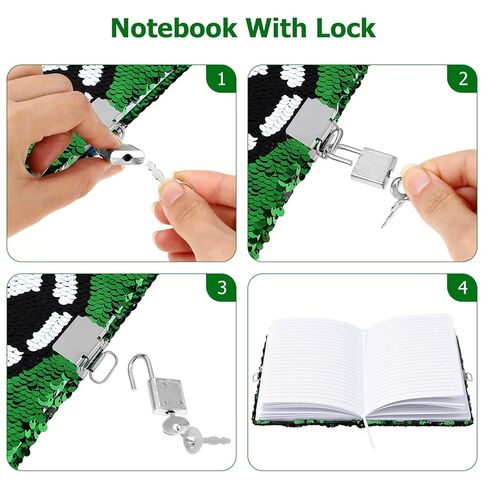 Gatuida Reversible Sequin Notebook With Lock, Soccer Pattern Secret Diary Journal for Boys Girls Writing Organizer, Personal Planner for School And Travel, Green, 8. 4 X 5. 7 Inches in Saudi Arabia