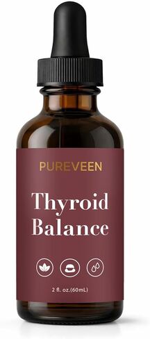 Pureveen Thyroid Balance، قطرات دعم الغدة الدرقية للنساء، مكمل سائل مع شوك الحليب، السيلينيوم، الزنك، المغنيسيوم، الصحة اليومية ودعم الطاقة، 60 مل in Saudi Arabia