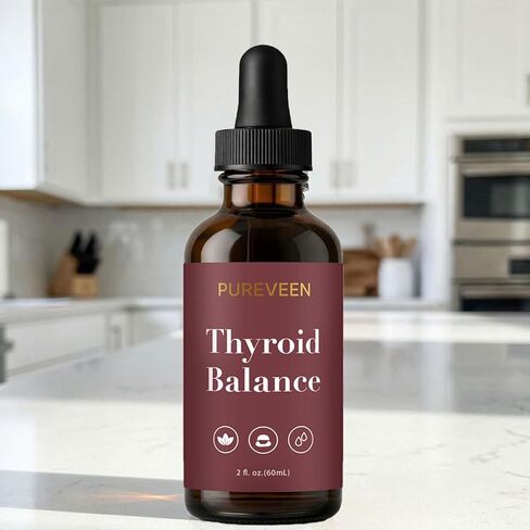 Pureveen Thyroid Balance، قطرات دعم الغدة الدرقية للنساء، مكمل سائل مع شوك الحليب، السيلينيوم، الزنك، المغنيسيوم، الصحة اليومية ودعم الطاقة، 60 مل in Saudi Arabia