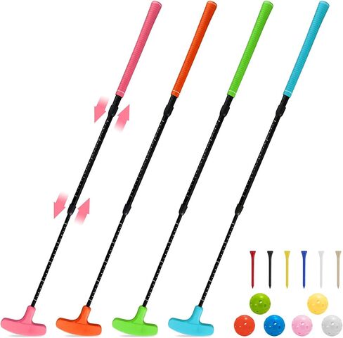 4 Pack Multicolor Golf Putters Set with 6 Practice Balls, Adjustable Length Two-Way Putter for Right/Left Handed, Golf Clubs for Men's Women's Kids, Indoor Outdoor Use in Saudi Arabia