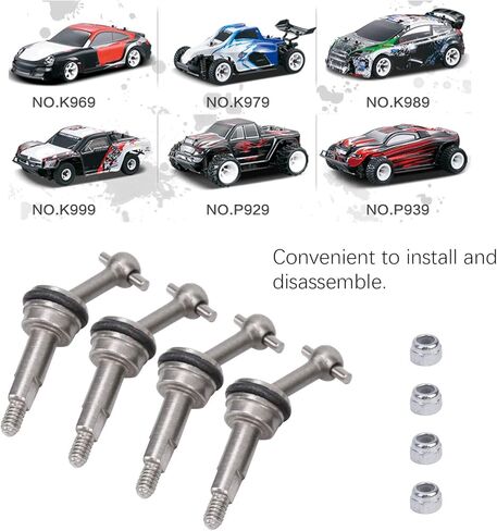 RC Car Metal Joint Shaft Upgrade Parts High Strength Durable Transmission Components for Wltoys K969 K979 K989 K999 P929 P939 1 28 Scale Silver Color 25mm Length 4 Pieces Set in Saudi Arabia