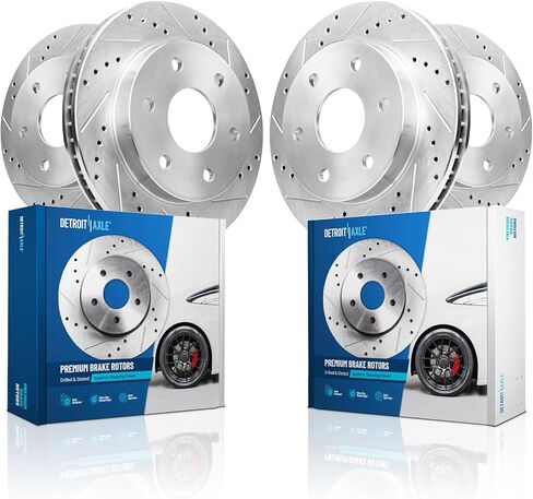 Detroit Axle - Front Brake Rotors for Audi A4 A5 A6 A7 Quattro Q5 Allroad Replacement Drilled & Slotted Disc Brake Rotors: 12.6" inch Rotor in Kuwait