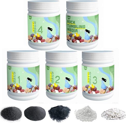 5 LBS Rock Tumbler Grit Set + Ceramic Filler Media, Rock Tumbler Grit Refill Kit,4-Steps Supplies for Tumbling and Polishing Stones and Gems in Kuwait