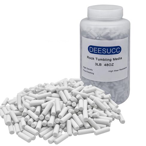 وسائط سيراميك بوزن 3 أرطال لسقوط الصخور 1/5 بوصة × 2/5 بوصة سيراميك الألومينا قابلة لإعادة الاستخدام بهلوان الصخور حبيبات أسطوانية غير كاشطة ملمع الحجر in Kuwait