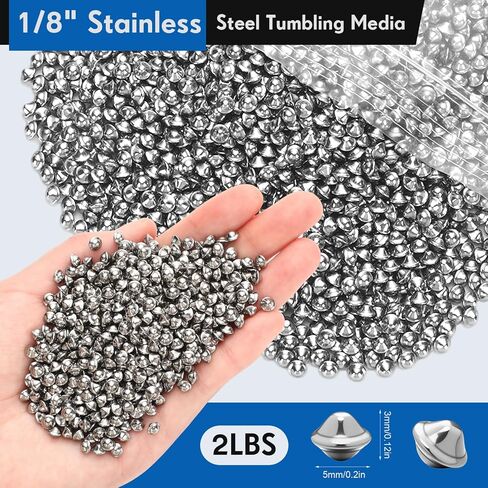 2 lb 1/8" Stainless Steel Tumbling Media for Jewelers, Saucer Stainless Steel Shot Ball Cone Tumbling Media Shot Jewelers Tumbler Finishing in Saudi Arabia