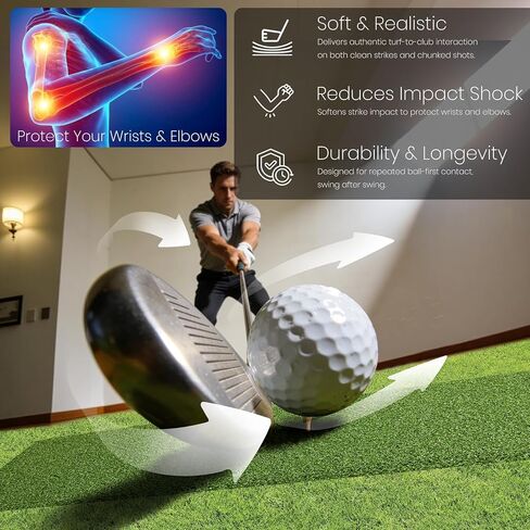 Golf Hitting Strips, Professional Grade Realistic 30″ x 12″ x 67mm Replaceable Golf Hitting Mat, Simulator Putting Driving Training Practice Insert Turf Green Accessories for Indoor/Outdoor in Kuwait