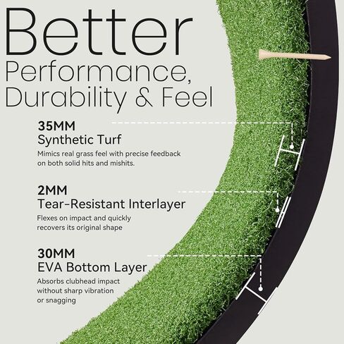 Golf Hitting Strips, Professional Grade Realistic 30″ x 12″ x 67mm Replaceable Golf Hitting Mat, Simulator Putting Driving Training Practice Insert Turf Green Accessories for Indoor/Outdoor in Kuwait