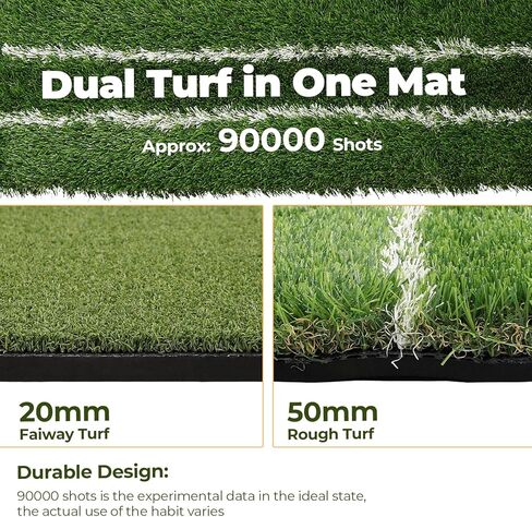 Real Feel Golf Hitting Mat, Large Double Turf(5x4ft), Golf Indoor and Outdoor Practice Mat with Sight Line and Approach Angle Aid, for Swing, Chipping, Putting in Kuwait