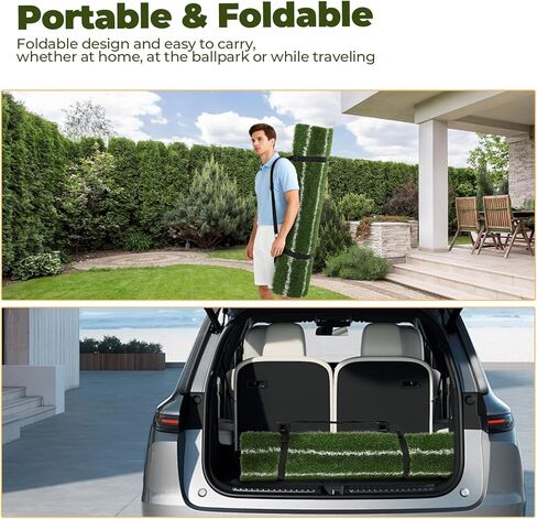 Real Feel Golf Hitting Mat, Large Double Turf(5x4ft), Golf Indoor and Outdoor Practice Mat with Sight Line and Approach Angle Aid, for Swing, Chipping, Putting in Kuwait