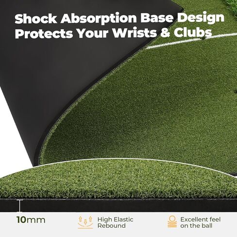 Real Feel Golf Hitting Mat, Large Double Turf(5x4ft), Golf Indoor and Outdoor Practice Mat with Sight Line and Approach Angle Aid, for Swing, Chipping, Putting in Kuwait