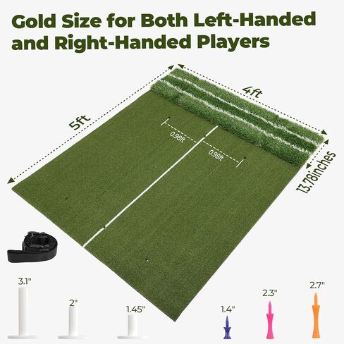 Real Feel Golf Hitting Mat, Large Double Turf(5x4ft), Golf Indoor and Outdoor Practice Mat with Sight Line and Approach Angle Aid, for Swing, Chipping, Putting in Kuwait