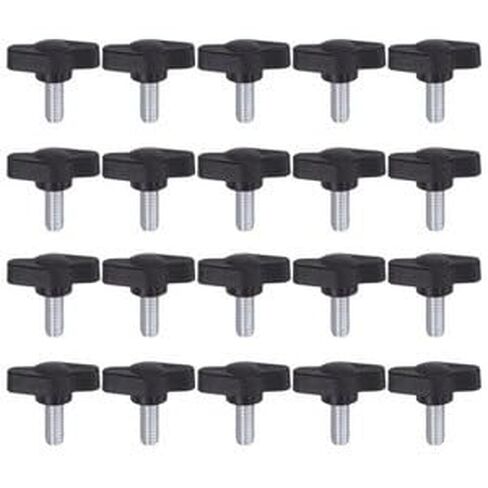 #US 20pcs M6 x 14mm Male Thread Tee Wing Knobs Thumb Screw Clamping Knobs Grip Black in Saudi Arabia