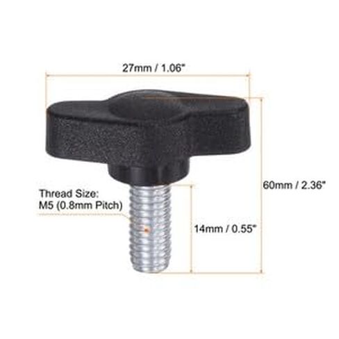 #US 20pcs M6 x 14mm Male Thread Tee Wing Knobs Thumb Screw Clamping Knobs Grip Black in Saudi Arabia