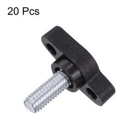 #US 20pcs M6 x 14mm Male Thread Tee Wing Knobs Thumb Screw Clamping Knobs Grip Black in Saudi Arabia