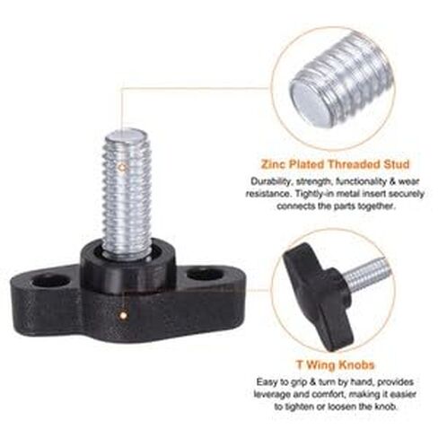 #US 20pcs M6 x 14mm Male Thread Tee Wing Knobs Thumb Screw Clamping Knobs Grip Black in Saudi Arabia