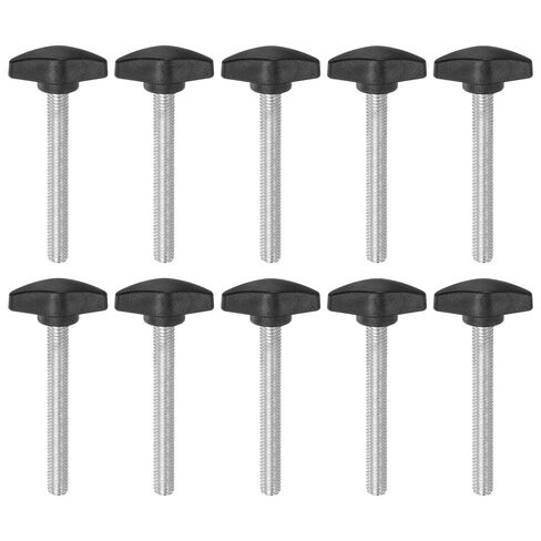 Generic 10pcs Tee Wing Knobs Thumb Screws M8 x 60mm Standard Male Thread Plastic T Knobs Handles Hand Clamping Knobs Grip Thumbscrew, Black in Saudi Arabia