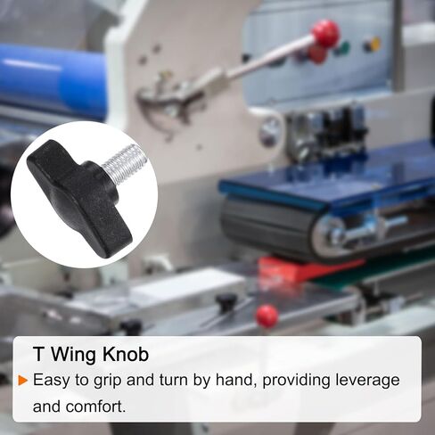 10pcs Tee Wing Knobs Thumb Screws M5 x 8mm Male Thread 27mm Plastic Head T Knobs Adjustable Handles Hand Clamping Knobs Grip Thumbscrew, Black in Saudi Arabia
