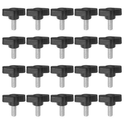 Generic 20pcs Tee Wing Knobs Thumb Screws M6 x 12mm Standard Male Thread Plastic t Knobs Handles Hand Clamping Knobs Grip Thumbscrew, Black in Saudi Arabia