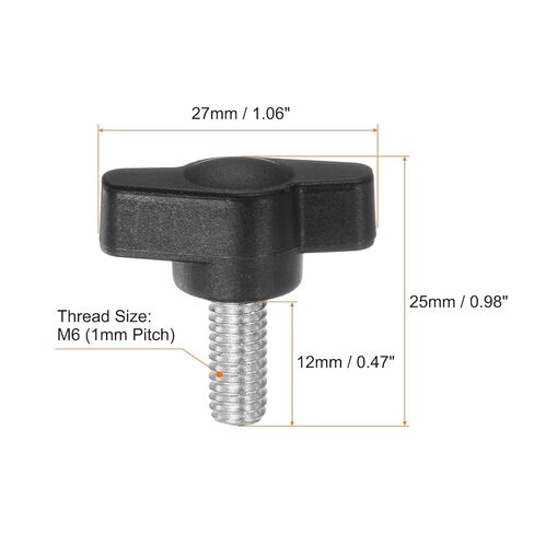 Generic 20pcs Tee Wing Knobs Thumb Screws M6 x 12mm Standard Male Thread Plastic t Knobs Handles Hand Clamping Knobs Grip Thumbscrew, Black in Saudi Arabia
