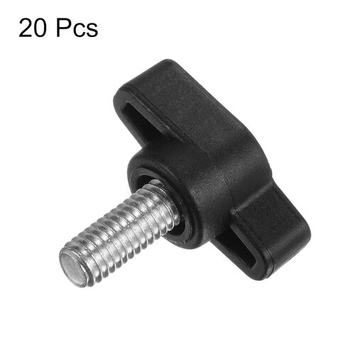 Generic 20pcs Tee Wing Knobs Thumb Screws M6 x 12mm Standard Male Thread Plastic t Knobs Handles Hand Clamping Knobs Grip Thumbscrew, Black in Saudi Arabia