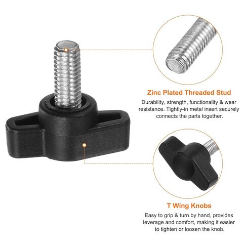 Generic 20pcs Tee Wing Knobs Thumb Screws M6 x 12mm Standard Male Thread Plastic t Knobs Handles Hand Clamping Knobs Grip Thumbscrew, Black in Saudi Arabia