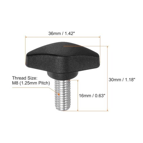 Generic 10 قطع من مقابض تي شيرت ومسامير إبهام M8 × 16 ملم خيط ذكر قياسي مقابض بلاستيكية مقابض يدوية مقابض تثبيت إبهامية، أسود in Saudi Arabia