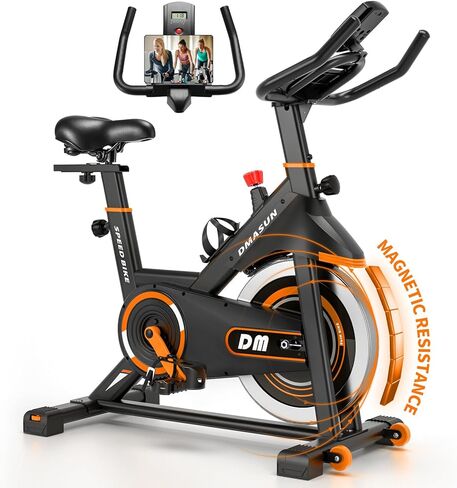 DMASUN Exercise Bike, Silent Magnetic Resistance Stationary Bike for Home with 330 LBS Capacity, Pedals with Anti-loosening Nuts, Indoor Bike with Comfortable Seat Cushion, Digital Display with Tablet Holder in Saudi Arabia