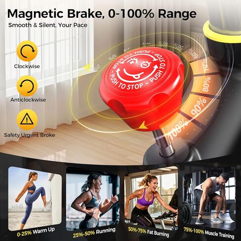 POOBOO Magnetic Exercise Bike, Quiet Stationary Bike with APP and 350lbs Weight Capacity, Indoor Cycling Bike with LCD Monitor and Tablet Holder, Heavy Duty Workout Bike for Home Gym Weight Loss in Kuwait