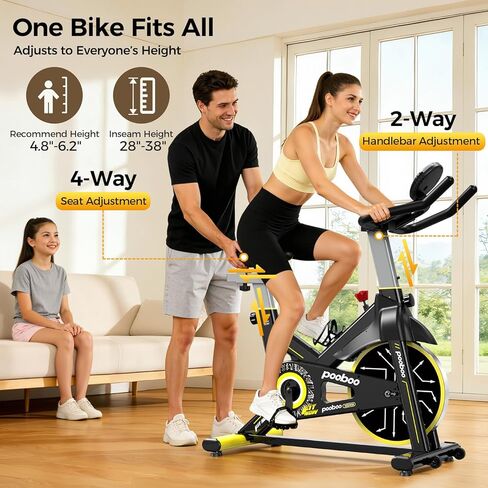 POOBOO Magnetic Exercise Bike, Quiet Stationary Bike with APP and 350lbs Weight Capacity, Indoor Cycling Bike with LCD Monitor and Tablet Holder, Heavy Duty Workout Bike for Home Gym Weight Loss in Kuwait