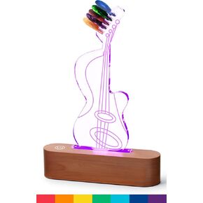 Light Up Guitar Pick Holder, Acrylic & Wooden Guitar Pick Display with 8 Color Modes for Guitar Pick Storage, Electric Guitar Accessories Gift for Music Lovers and Musicians in Kuwait